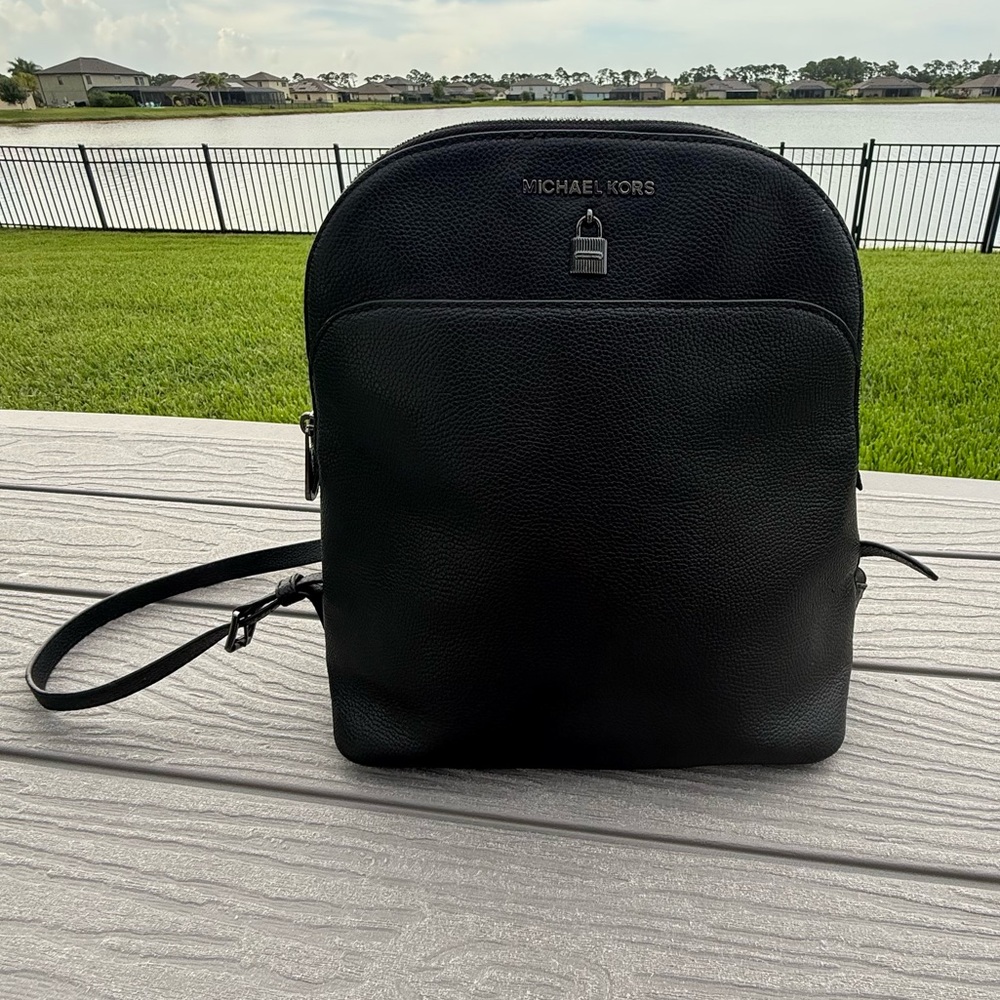 Michael Kors Adele Large Leather Backpack In Midn… - image 1